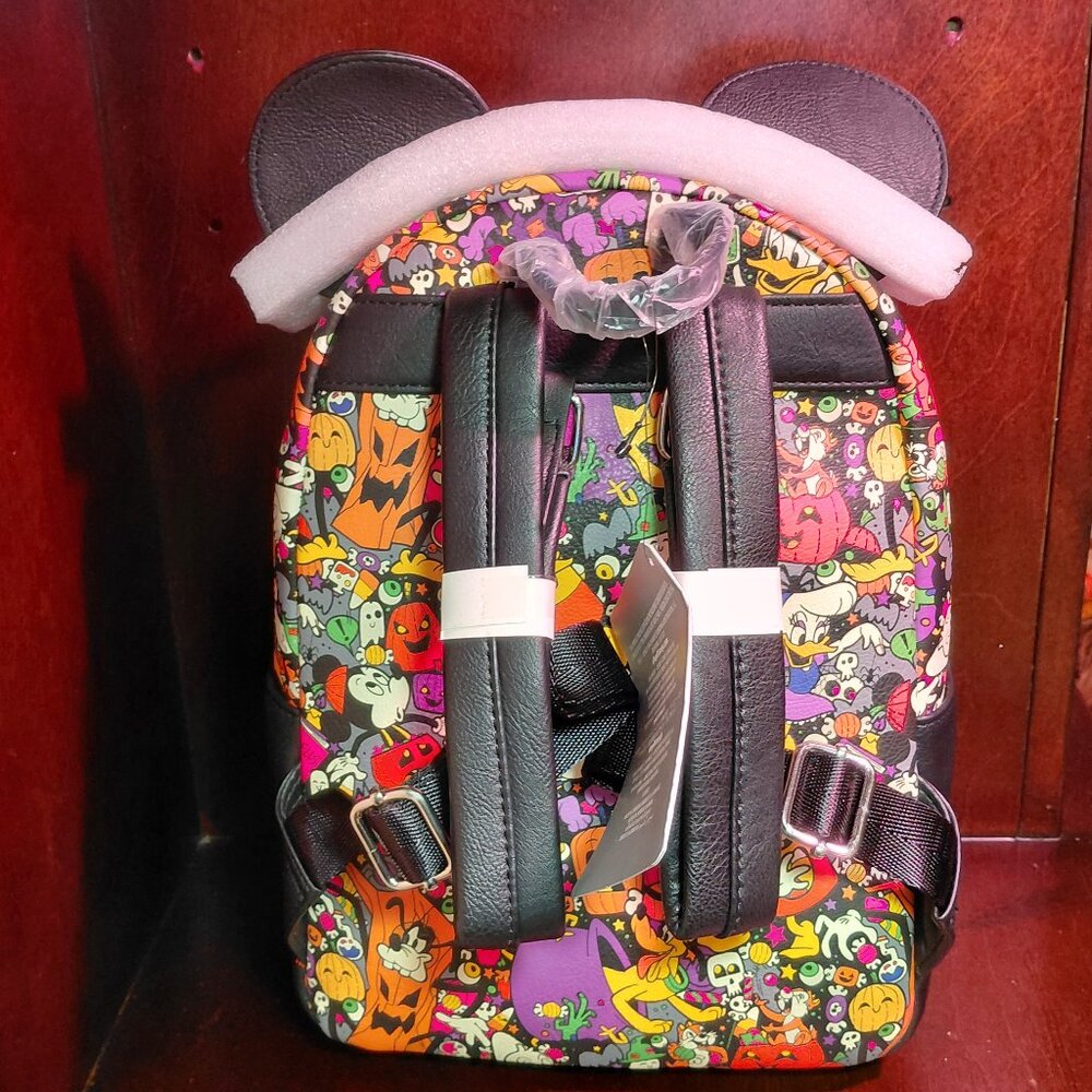Loungefly Disney Parks Halloween Mickey Ears Mini Backpack Spooky Print NWT - Picture 8 of 15